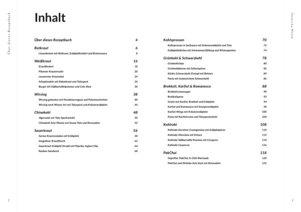 Rezeptbuch Kohl Inhaltsverzeichnis